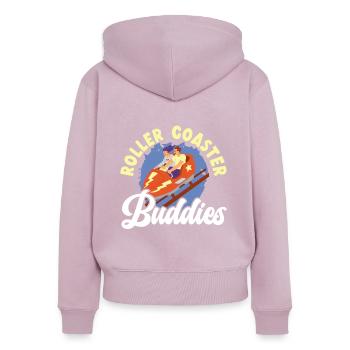 Achterbahn Buddies Vergnügungspark Goer - Frauen Premium Bio Zip Hoodie - Altrosa - Hinten - Julia (174cm)