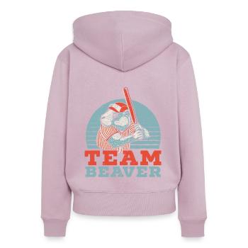 Team Biberflüsterer Wildtier Nagetier - Frauen Premium Bio Zip Hoodie - Altrosa - Hinten - Julia (174cm)