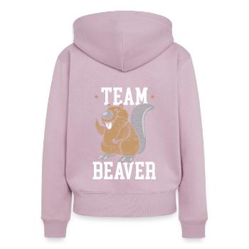 Team Biberflüsterer Wildtier Nagetier - Frauen Premium Bio Zip Hoodie - Altrosa - Hinten - Julia (174cm)