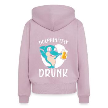 Dolphinitely Drunk Marine Biology Bière sous-marine - Sweat à capuche zippé Premium bio Femme - rose poudré - Dos - Julia (174cm)