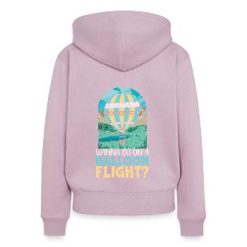 Vous voulez faire un vol en montgolfière - Sweat à capuche zippé Premium bio Femme - rose poudré - Dos - Julia (174cm)