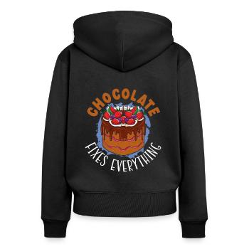 Chocolate Fixes Everything Baker Choco Chocolate - Women's Premium Organic Zip Hoodie - black - Back - Julia (174cm)