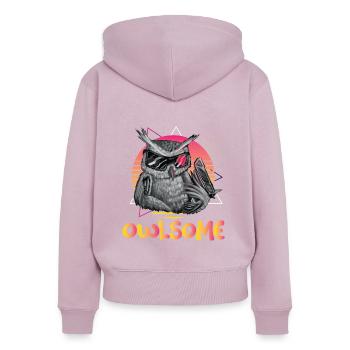 Eulenartiger Eulenliebhaber Nachtaktiver Vogel Eulenflüsterer - Frauen Premium Bio Zip Hoodie - Altrosa - Hinten - Julia (174cm)