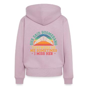 Boomerang Lover Throw Sport Aboriginal Australier - Frauen Premium Bio Zip Hoodie - Altrosa - Hinten - Julia (174cm)