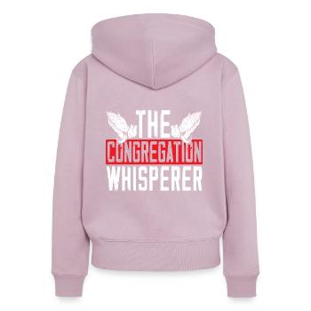Der Gemeindeflüsterer Pastor Prediger - Frauen Premium Bio Zip Hoodie - Altrosa - Hinten - Julia (174cm)