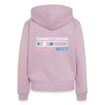 Übergang bitte warten LGBTQ Pride Transgender - Frauen Premium Bio Zip Hoodie - Altrosa - Hinten - Julia (174cm)