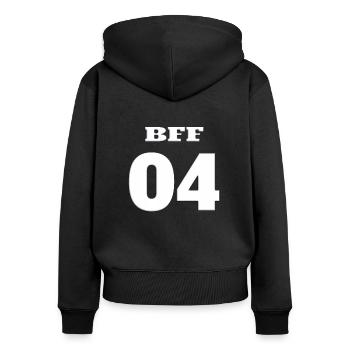 Geschenkidee Freundin schwester - Frauen Premium Bio Zip Hoodie - Schwarz - Hinten - Julia (174cm)
