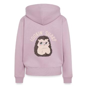 Lookin' Sharp Igel Hedgie Wildlife Tier - Frauen Premium Bio Zip Hoodie - Altrosa - Hinten - Julia (174cm)