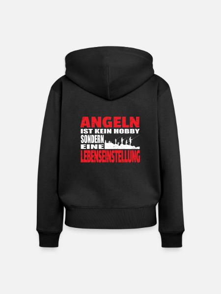 Angler Geschenkidee Hobby Angeln - Frauen Premium Bio Zip Hoodie - Schwarz