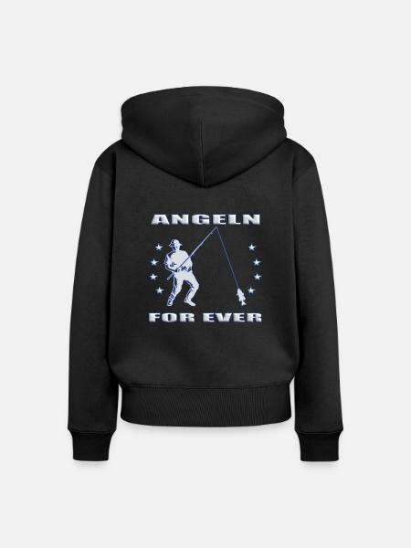 Angler Geschenkidee Hobby Angeln - Frauen Premium Bio Zip Hoodie - Schwarz