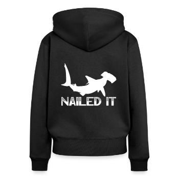 Cloué Il Requin-marteau Requin Biologie marine Animal - Sweat à capuche zippé Premium bio Femme - noir - Dos - Julia (174cm)
