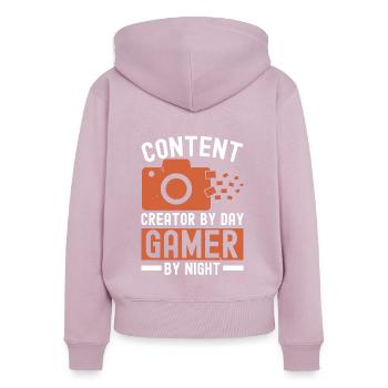 Content Creator von Day Gamer von Night Influencer - Frauen Premium Bio Zip Hoodie - Altrosa - Hinten - Julia (174cm)