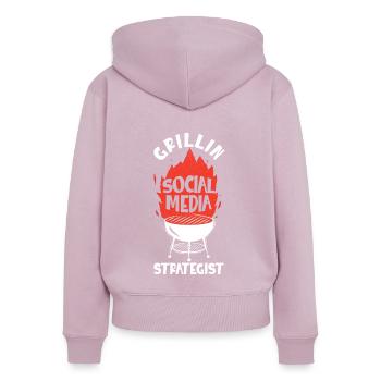 Grillin Social Media Stratege Beruf - Frauen Premium Bio Zip Hoodie - Altrosa - Hinten - Julia (174cm)