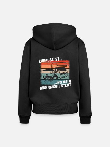 Camper Geschenkidee Camping - Frauen Premium Bio Zip Hoodie - Schwarz