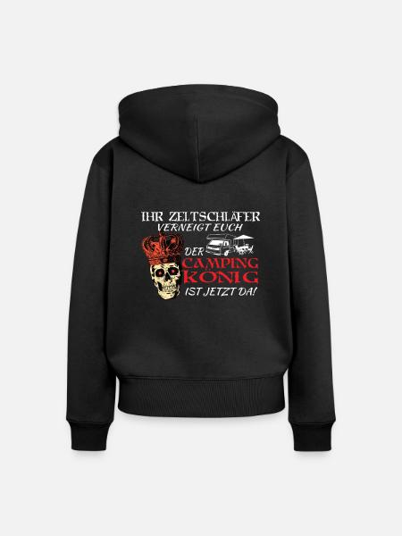 Camper Geschenkidee Camping - Frauen Premium Bio Zip Hoodie - Schwarz