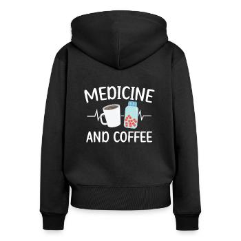 Médecine et café Médecin hospitalier Médecin - Sweat à capuche zippé Premium bio Femme - noir - Dos - Julia (174cm)