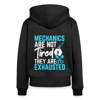 Mechaniker sind nicht müde, sie sind erschöpft Auto - Frauen Premium Bio Zip Hoodie - Schwarz - Hinten - Julia (174cm)