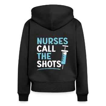 Krankenschwestern haben das Sagen Pflegeassistent CNA - Frauen Premium Bio Zip Hoodie - Schwarz - Hinten - Julia (174cm)