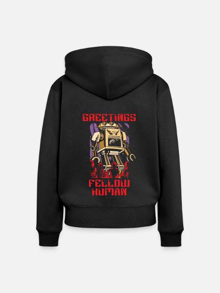 Grüße Fellow Human Artificial Intelligence - Frauen Premium Bio Zip Hoodie - Schwarz