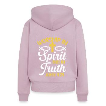 Christlich Gläubiger Religiöser Pastor Bibel - Frauen Premium Bio Zip Hoodie - Altrosa - Hinten - Julia (174cm)