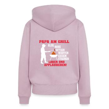 Grillen und Camper Geschenkidee - Frauen Premium Bio Zip Hoodie - Altrosa - Hinten - Julia (174cm)