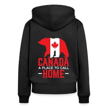 Happy Canada Day Canadian Canada Flag Maple Leaf - Women's Premium Organic Zip Hoodie - black - Back - Julia (174cm)