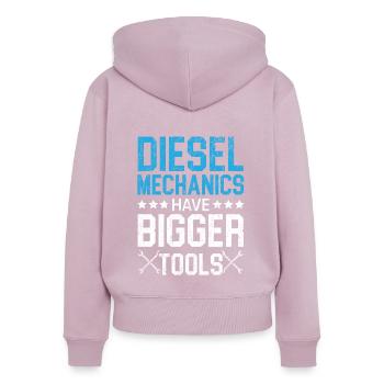 Les mécaniciens diesel ont de plus gros outils Mécanicien automobile - Sweat à capuche zippé Premium bio Femme - rose poudré - Dos - Julia (174cm)
