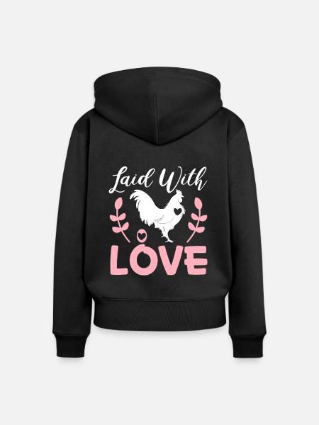 Hühnerzüchter Hühnerflüsterer Nutztier - Frauen Premium Bio Zip Hoodie - Schwarz