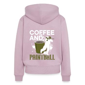 Kaffeetrinker Paintballspieler Paintballer - Frauen Premium Bio Zip Hoodie - Altrosa - Hinten - Julia (174cm)