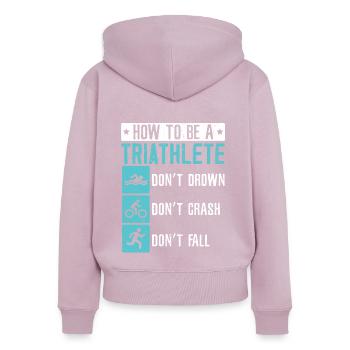 Triathlon Athlet Triathlet Schwimmen Radfahren Laufen - Frauen Premium Bio Zip Hoodie - Altrosa - Hinten - Julia (174cm)