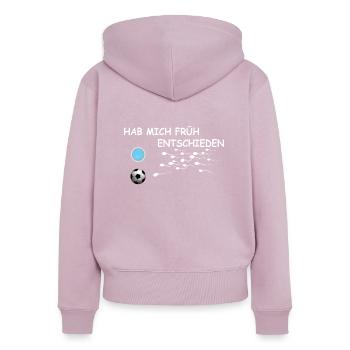 Fußballzubehör Geschenkidee Fußballfan - Frauen Premium Bio Zip Hoodie - Altrosa - Hinten - Julia (174cm)