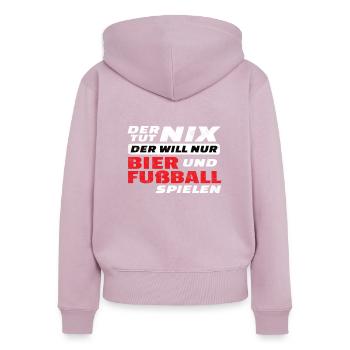 Fußballzubehör Geschenkidee Fußballfan - Frauen Premium Bio Zip Hoodie - Altrosa - Hinten - Julia (174cm)