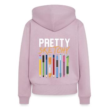 Ziemlich skizzenhafte Zeichnung Kritzelei Zeichnung Skizzenkünstler - Frauen Premium Bio Zip Hoodie - Altrosa - Hinten - Julia (174cm)