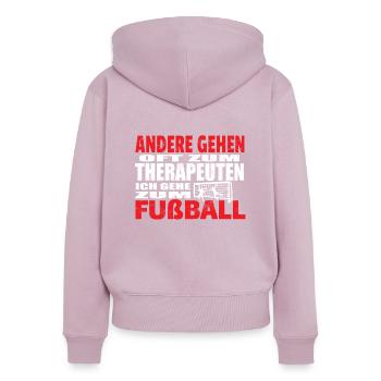 Fußballzubehör Geschenkidee Fußballfan - Frauen Premium Bio Zip Hoodie - Altrosa - Hinten - Julia (174cm)