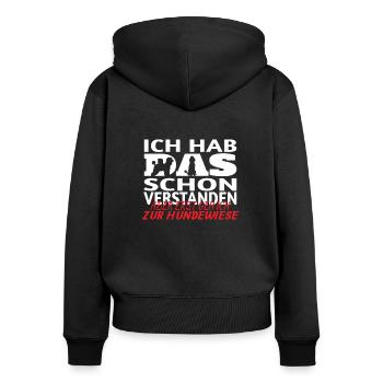 Hundezubehör Pudel Hundebesitzer - Frauen Premium Bio Zip Hoodie - Schwarz - Hinten - Julia (174cm)