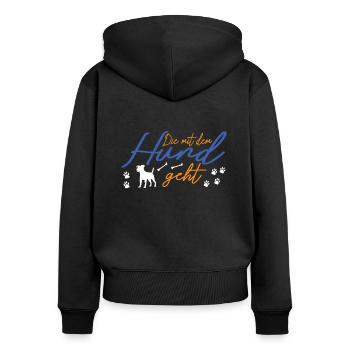 Hundezubehör Terrier Hundebesitzer - Frauen Premium Bio Zip Hoodie - Schwarz - Hinten - Julia (174cm)