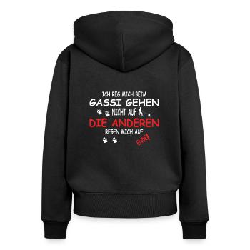 Hundezubehör Terrier Hundebesitzer - Frauen Premium Bio Zip Hoodie - Schwarz - Hinten - Julia (174cm)