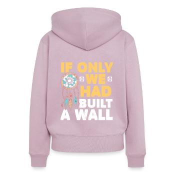 Journée des Amérindiens autochtones - Sweat à capuche zippé Premium bio Femme - rose poudré - Dos - Julia (174cm)
