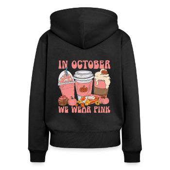Breast Cancer Support Breast Cancer Awareness - Women's Premium Organic Zip Hoodie - black - Back - Julia (174cm)
