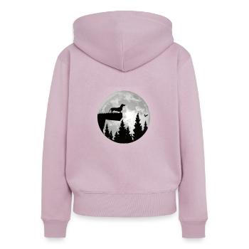 Chien teckel Propriétaire de chien Gechenkidee - Sweat à capuche zippé Premium bio Femme - rose poudré - Dos - Julia (174cm)