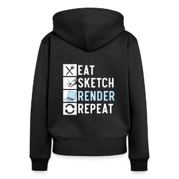 3D-Animator Animieren von Keyframes, Rendern von Animationen - Frauen Premium Bio Zip Hoodie - Schwarz - Hinten - Julia (174cm)