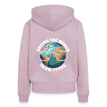 Korrekturlesen, Job, Rechtschreibung, Grammatik, Korrekturleser - Frauen Premium Bio Zip Hoodie - Altrosa - Hinten - Julia (174cm)