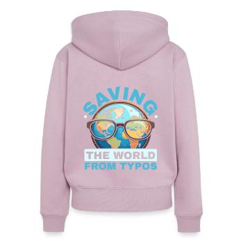 Korrekturlesen, Job, Rechtschreibung, Grammatik, Korrekturleser - Frauen Premium Bio Zip Hoodie - Altrosa - Hinten - Julia (174cm)