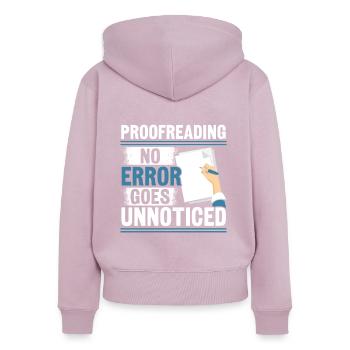 Korrekturlesen, Job, Rechtschreibung, Grammatik, Korrekturleser - Frauen Premium Bio Zip Hoodie - Altrosa - Hinten - Julia (174cm)