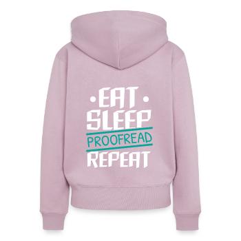 Korrekturlesen, Job, Rechtschreibung, Grammatik, Korrekturleser - Frauen Premium Bio Zip Hoodie - Altrosa - Hinten - Julia (174cm)