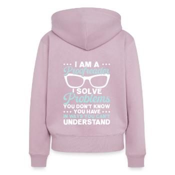 Korrekturlesen, Job, Rechtschreibung, Grammatik, Korrekturleser - Frauen Premium Bio Zip Hoodie - Altrosa - Hinten - Julia (174cm)