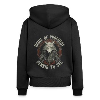 Fenrir Wolf Wikinger Nordische Nordmänner Odins Wolf - Frauen Premium Bio Zip Hoodie - Schwarz - Hinten - Julia (174cm)