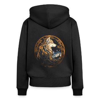 Fenrir Wolf Viking Normer Norsemen Odins Wolf - Sweat à capuche zippé Premium bio Femme - noir - Dos - Julia (174cm)