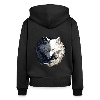 Fenrir Wolf Wikinger Nordische Nordmänner Odins Wolf - Frauen Premium Bio Zip Hoodie - Schwarz - Hinten - Julia (174cm)