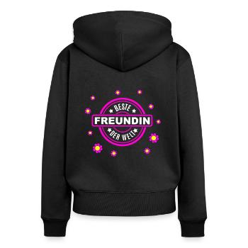 Beste Freundin - Frauen Premium Bio Zip Hoodie - Schwarz - Hinten - Julia (174cm)